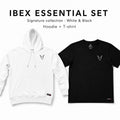 Ibex Essential black T-shirt and white hoodie set