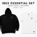 Ibex Essential white T-shirt and black hoodie set