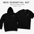 Ibex Essential black T-shirt and hoodie set