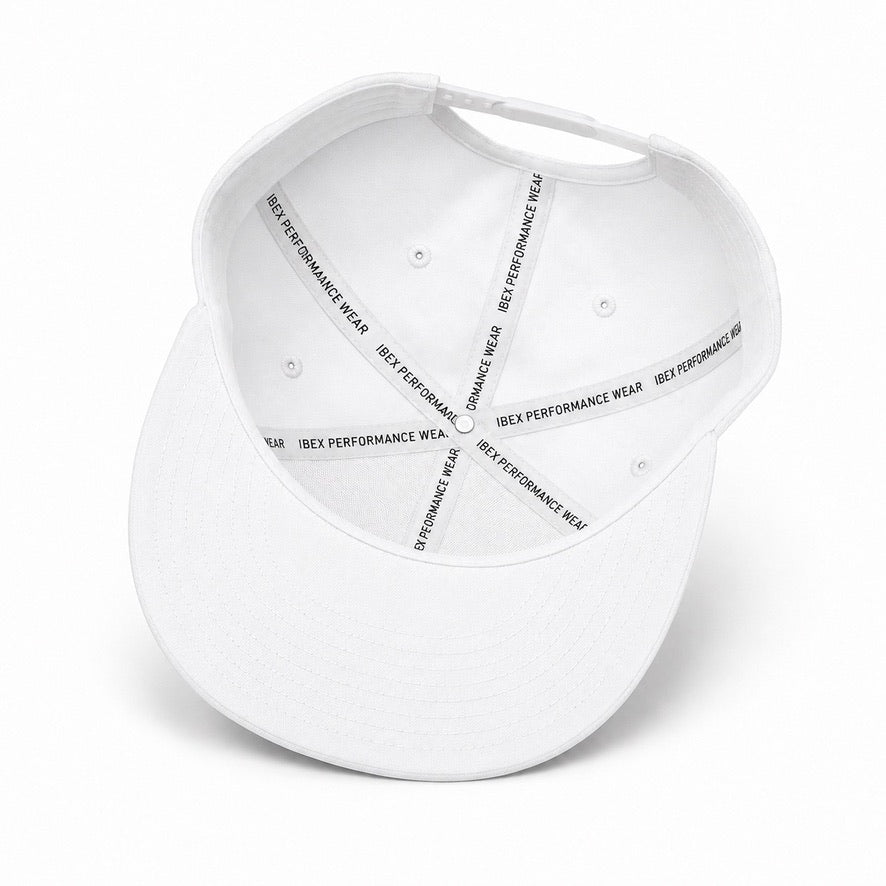 Ibex signature white snapback cap