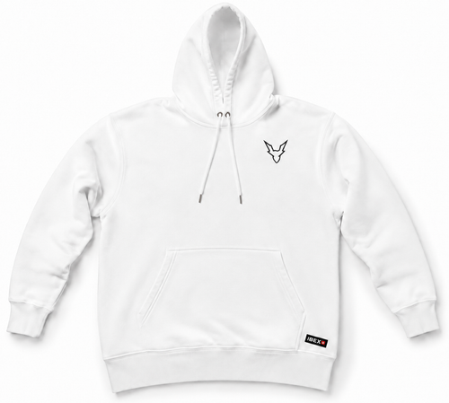 IBEX Signature Oversized Hoodie — Alpine White detail