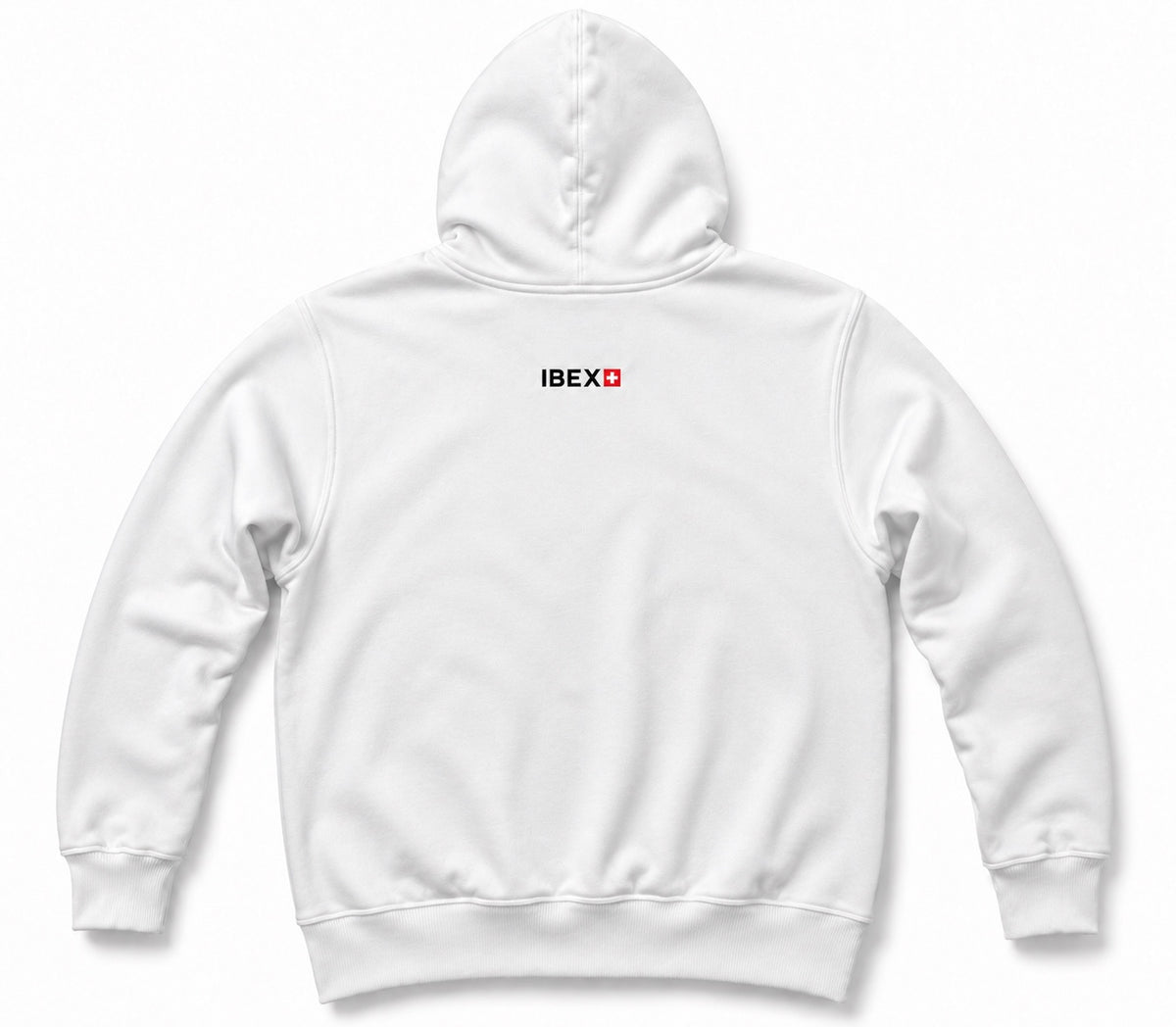IBEX Signature Zipped Hoodie Alpine White back view