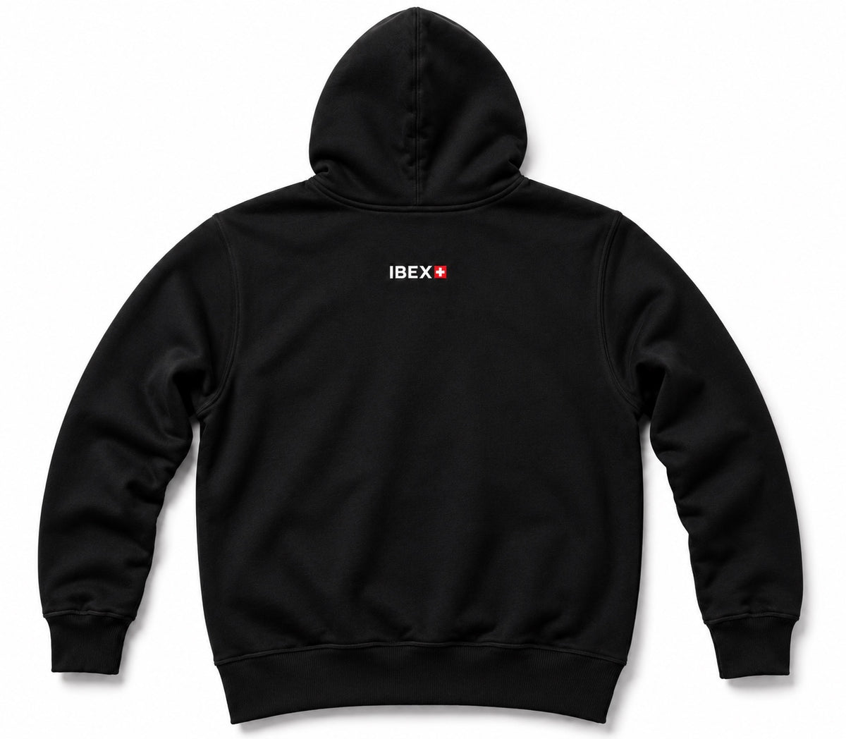 IBEX Signature Zipped Hoodie Black back view
