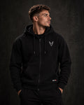 IBEX Signature Zipped Hoodie Black worn by a model