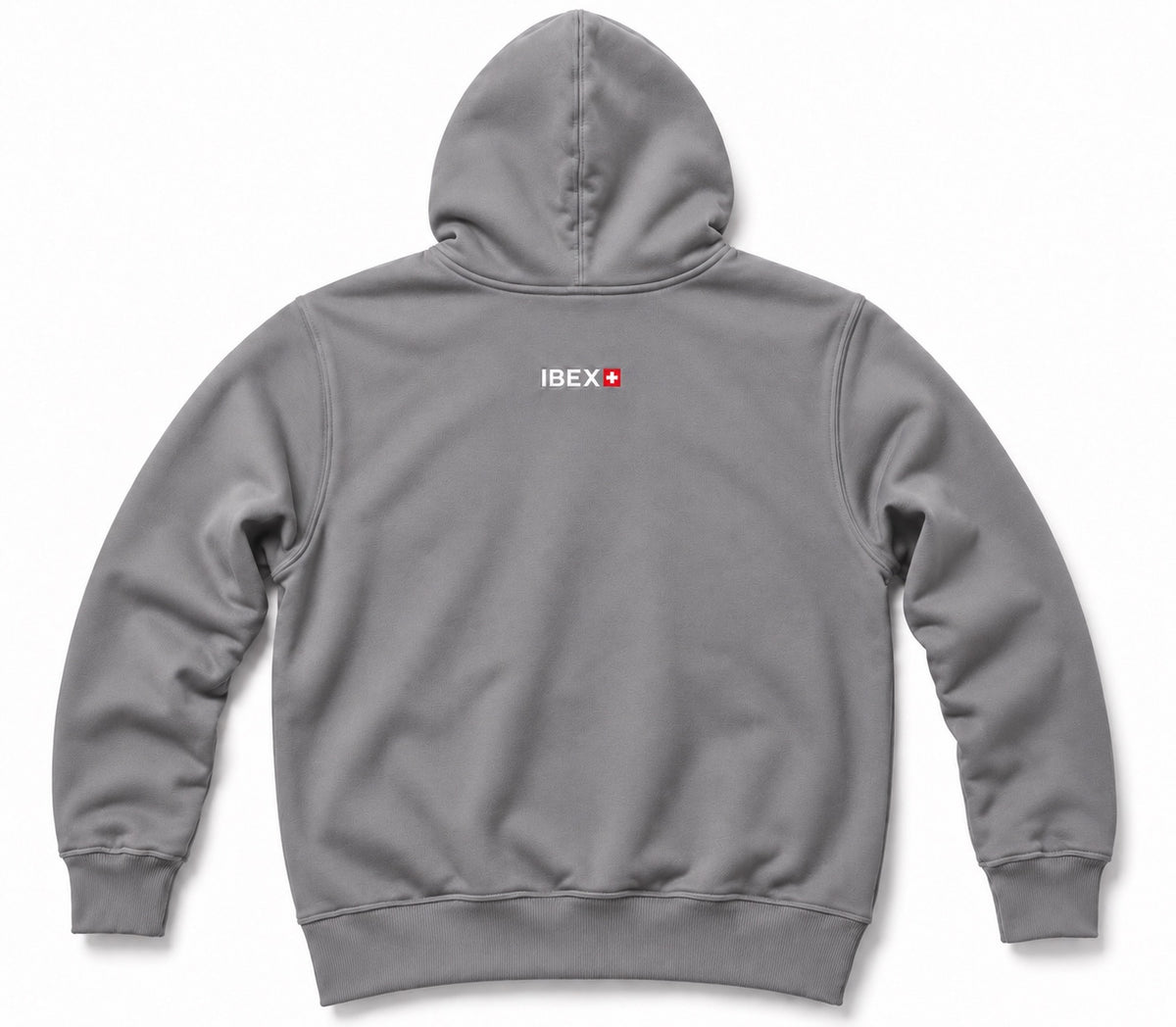IBEX Signature Zipped Hoodie Smoke Grey back view