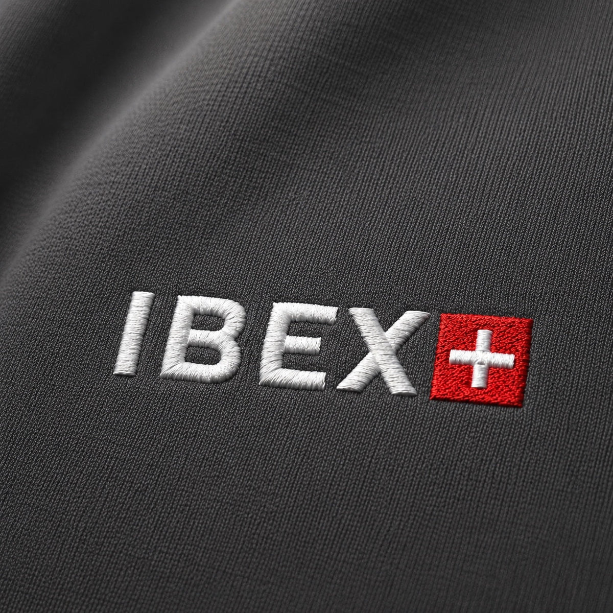 IBEX Smoke Grey Hoodie embroidered back logo detail