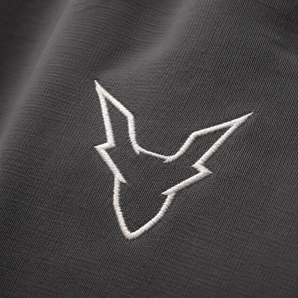 IBEX Smoke Grey Hoodie embroidered chest logo detail